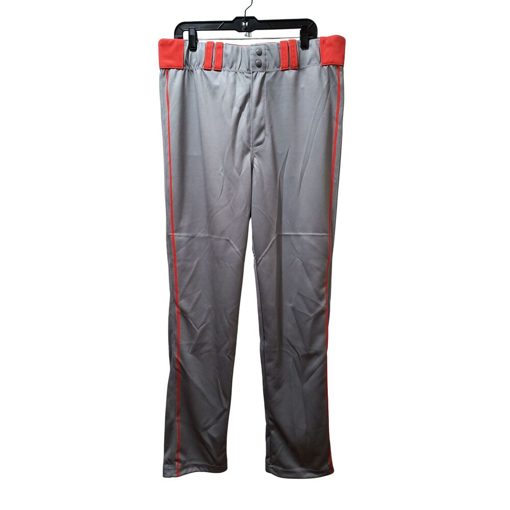 Holloway Baseball Pants Men's Large Gray Orange Stretch 36x32 Softball Athletic